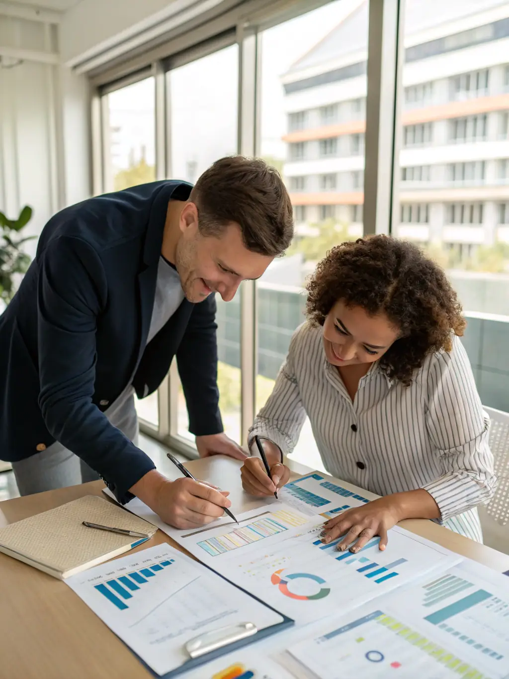 A consultant reviewing a marketing automation workflow diagram with a client, emphasizing personalized service and strategic planning.