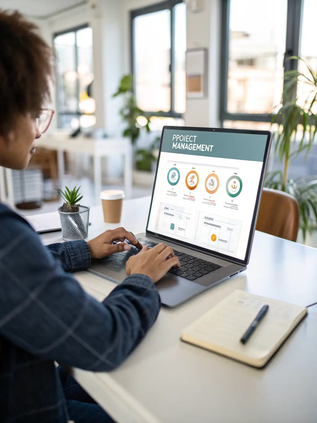 A project management template displayed on a laptop screen, illustrating task assignments, deadlines, and progress tracking for efficient team collaboration.