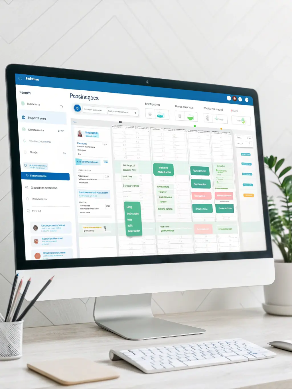 A project management dashboard showing a migration project in progress, with clear milestones and timelines, emphasizing the structured approach to system upgrades.